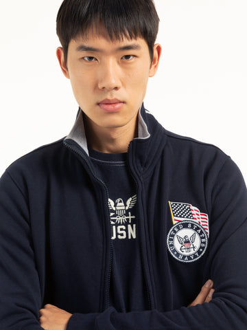CARDIGAN IN FELPA CON ZIP NAVY